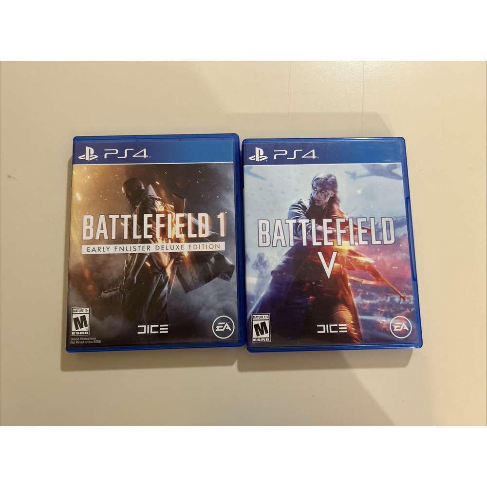 Battlefield Lot of PS4 Game - Battlefield 1 & Battlefield V PLASTIC CASE